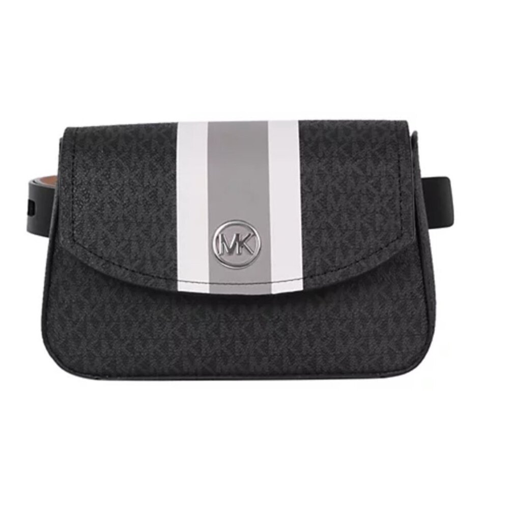 NEW Michael Kors Womans logo belt bag with strip Six Large/ XL and S/M Adj